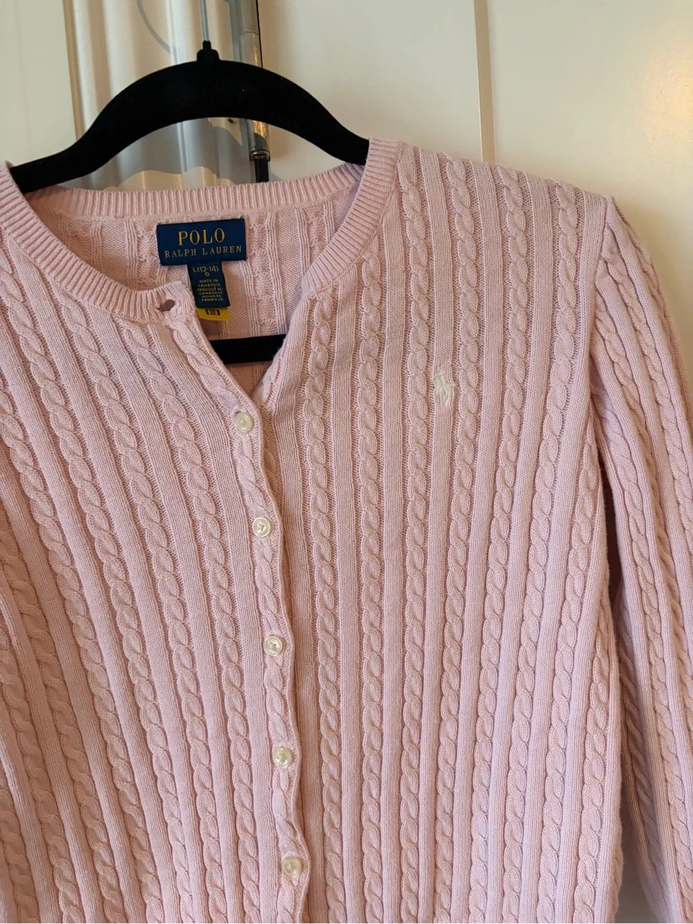 Ralph Lauren Light Pink Cable-Knit Button Cardigan